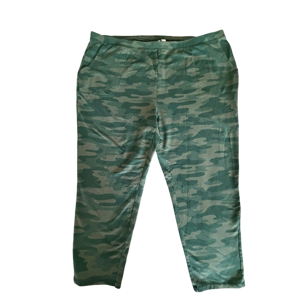 D&Co. Active Womens Camo Print Elastic Waist Pants Green Size 2X A452544